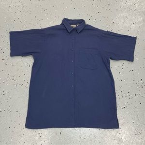 Vintage 90s L.L. Bean Women’s Cool Weave Button Up Shirt Size Medium Blue USA